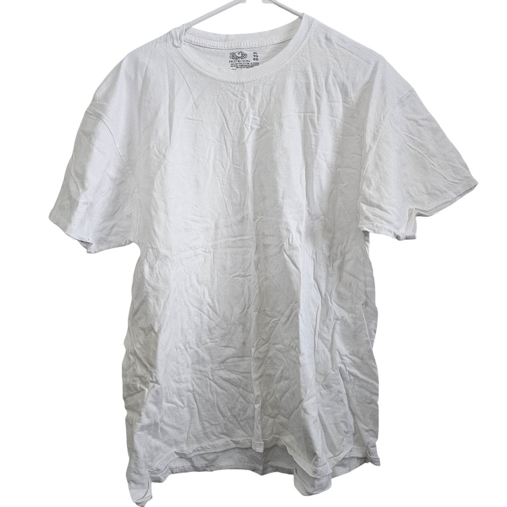 Fruit of the Loom Mens XL‎ White Cotton Short Sleeve Crewneck T-Shirt RN 13765
